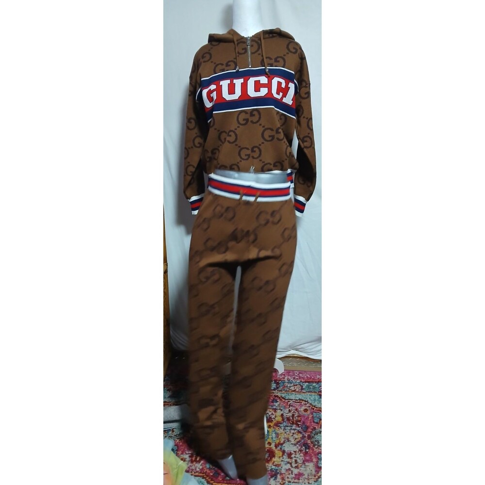 GUCCI Brown Logo Ladies Track Suit Hoodie NWT Small - Picture 6 of 16